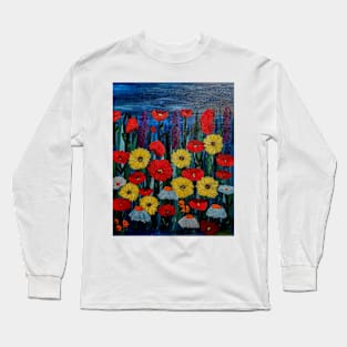 Some poppies and sunflowers with wildflowers Long Sleeve T-Shirt